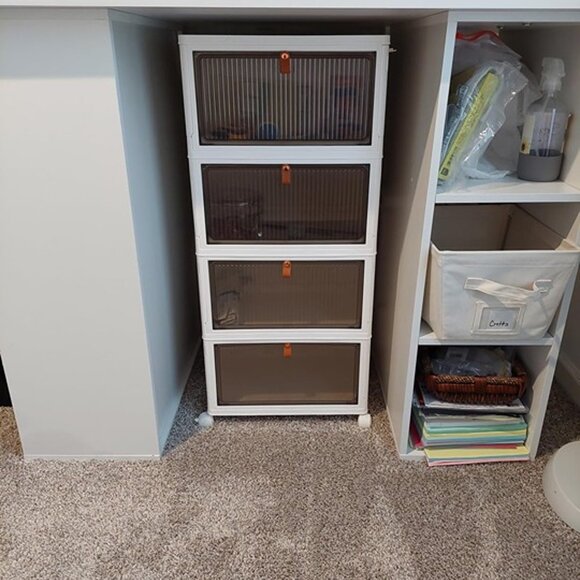 NEW 4 Tier Plastic Storage Bins with Lid,Stackable Storage Containers with Wheel - Picture 2 of 9